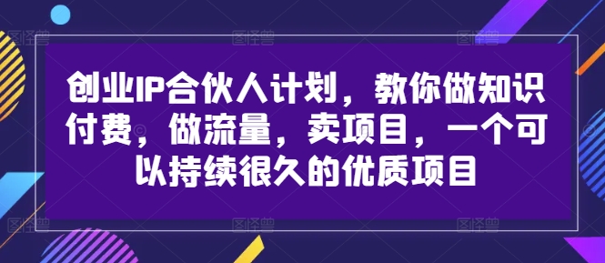 创业IP合伙人计划，教你做知识付费，做流量，卖项目，一个可以持续很久的优质项目-林文副业站