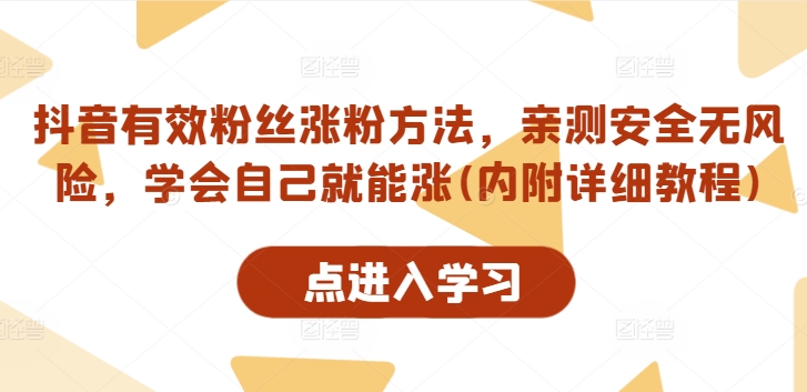 抖音有效粉丝涨粉方法，亲测安全无风险，学会自己就能涨(内附详细教程)-林文副业站