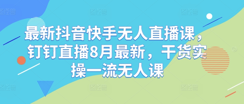 最新抖音快手无人直播课，钉钉直播8月最新，干货实操一流无人课-林文副业站