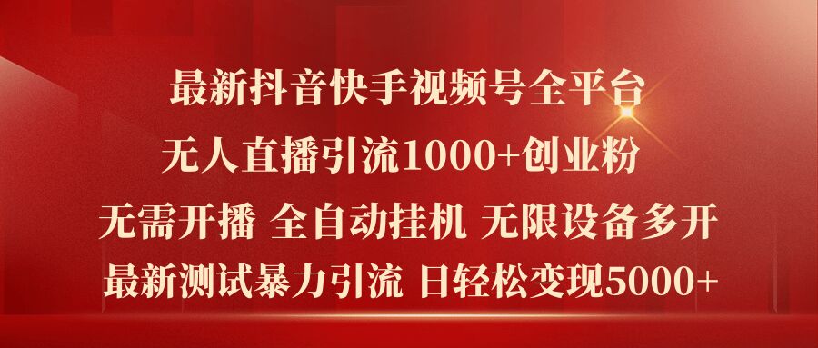 最新抖音快手视频号全平台无人直播引流1000+精准创业粉，日轻松变现5k+【揭秘】-林文副业站