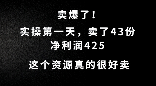 这个资源，需求很大，实操第一天卖了43份，净利润425【揭秘】-林文副业站