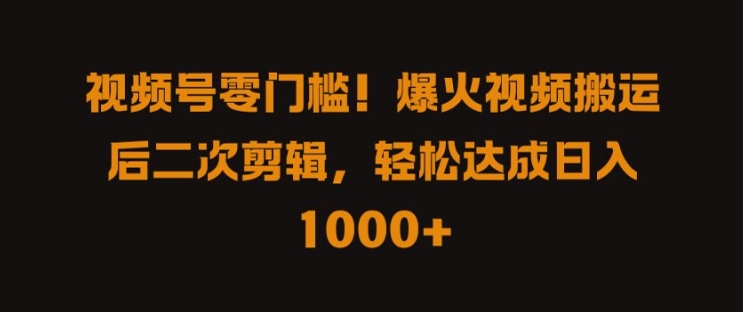 视频号零门槛，爆火视频搬运后二次剪辑，轻松达成日入 1k+【揭秘】-林文副业站