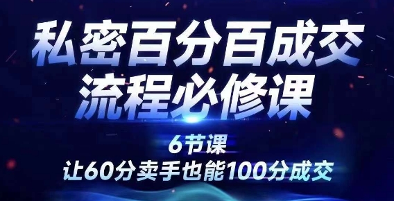 私密百分百成交流程线上训练营，绝对成交，让60分卖手也能100分成交-林文副业站