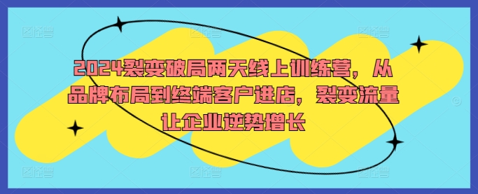 2024裂变破局两天线上训练营，从品牌布局到终端客户进店，裂变流量让企业逆势增长-林文副业站