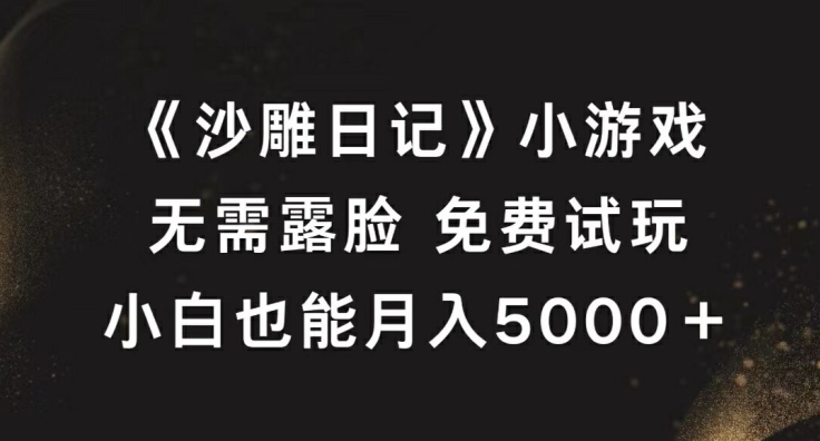 《沙雕日记》小游戏，无需露脸免费试玩，小白也能月入5000+【揭秘】-林文副业站