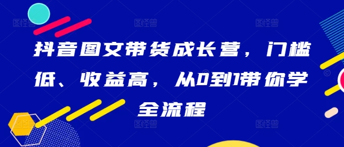 抖音图文带货成长营，门槛低、收益高，从0到1带你学全流程-林文副业站