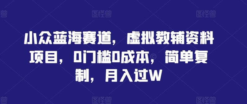 小众蓝海赛道，虚拟教辅资料项目，0门槛0成本，简单复制，月入过W【揭秘】-林文副业站