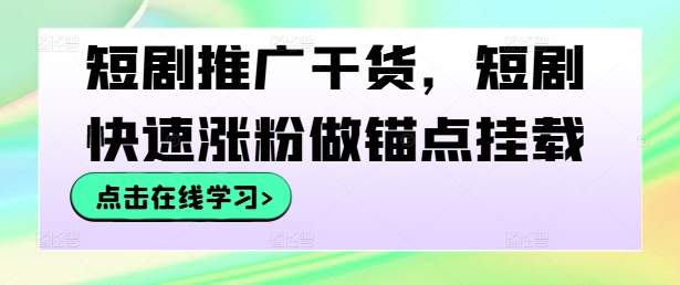短剧推广干货，短剧快速涨粉做锚点挂载-林文副业站