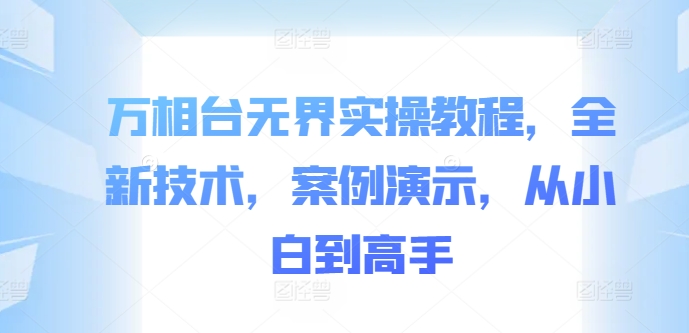 万相台无界实操教程，全新技术，案例演示，从小白到高手-林文副业站