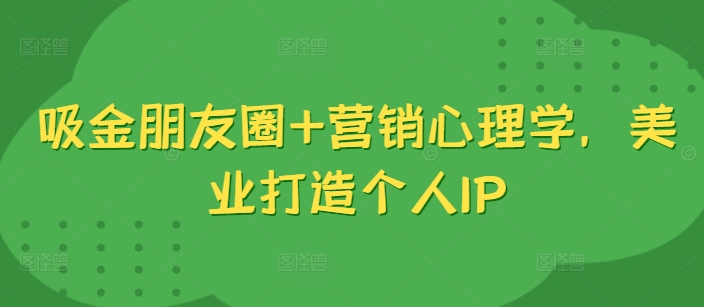 吸金朋友圈+营销心理学，美业打造个人IP-林文副业站