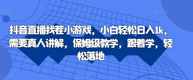 抖音直播找茬小游戏，小白轻松日入1k，需要真人讲解，保姆级教学，跟着学，轻松落地【揭秘】-林文副业站