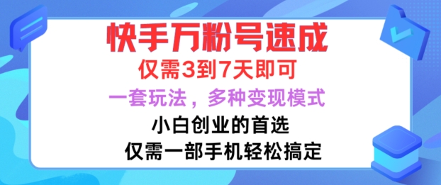 快手万粉号速成，仅需3到七天，小白创业的首选，一套玩法，多种变现模式【揭秘】-林文副业站