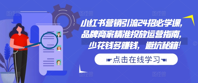 小红书营销引流24招必学课，品牌商家精准投放运营指南，少花钱多赚钱，避坑秘籍!-林文副业站