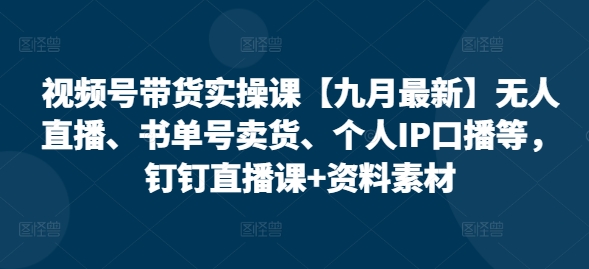 视频号带货实操课【10月最新】无人直播、书单号卖货、个人IP口播等，钉钉直播课+资料素材-林文副业站