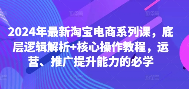 2024年最新淘宝电商系列课，底层逻辑解析+核心操作教程，运营、推广提升能力的必学-林文副业站