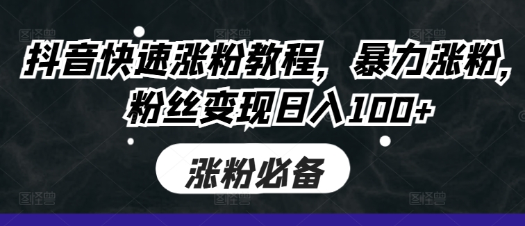 抖音快速涨粉教程，暴力涨粉，粉丝变现日入100+-林文副业站