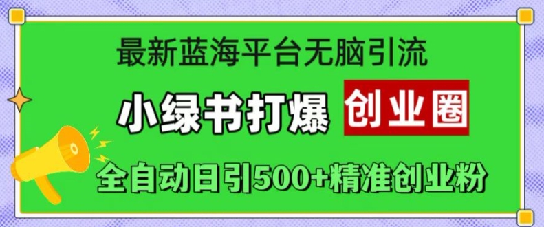 最新蓝海平台无脑引流，小绿书打爆创业圈，全自动日引500+精准创业粉-林文副业站