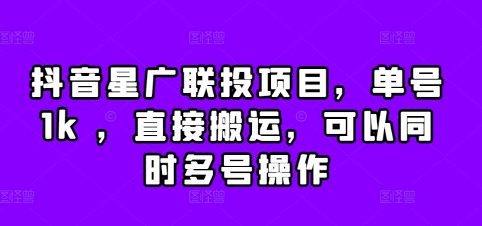 抖音星广联投项目，单号1k ，直接搬运，可以同时多号操作【揭秘】-林文副业站