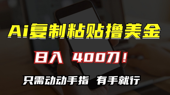 AI复制粘贴撸美金，日入400，只需动动手指，小白无脑操作【揭秘】-林文副业站