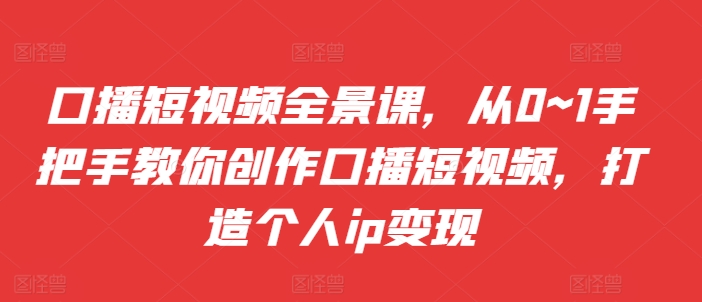 口播短视频全景课，​从0~1手把手教你创作口播短视频，打造个人ip变现-林文副业站
