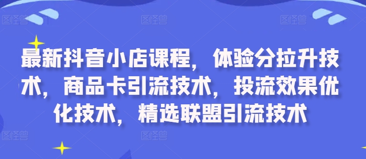 最新抖音小店课程，体验分拉升技术，商品卡引流技术，投流效果优化技术，精选联盟引流技术-林文副业站