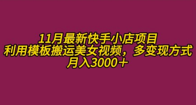 11月K总部落快手小店情趣男粉项目，利用模板搬运美女视频，多变现方式月入3000+-林文副业站