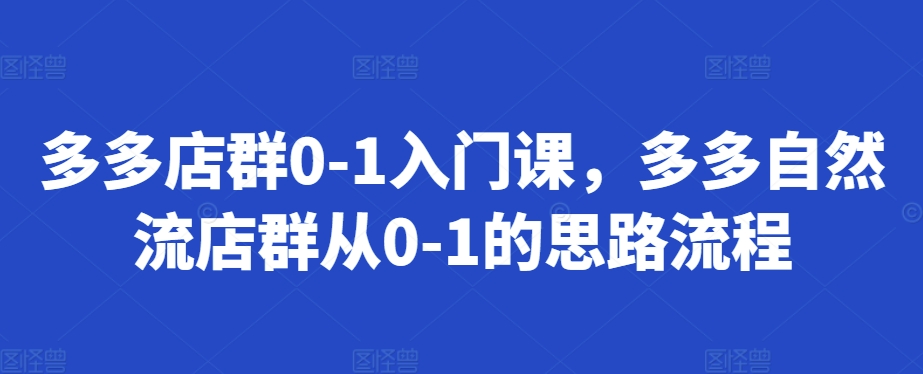 多多店群0-1入门课，多多自然流店群从0-1的思路流程-林文副业站