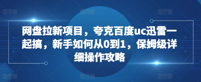 网盘拉新项目，夸克百度uc迅雷一起搞，新手如何从0到1，保姆级详细操作攻略-林文副业站