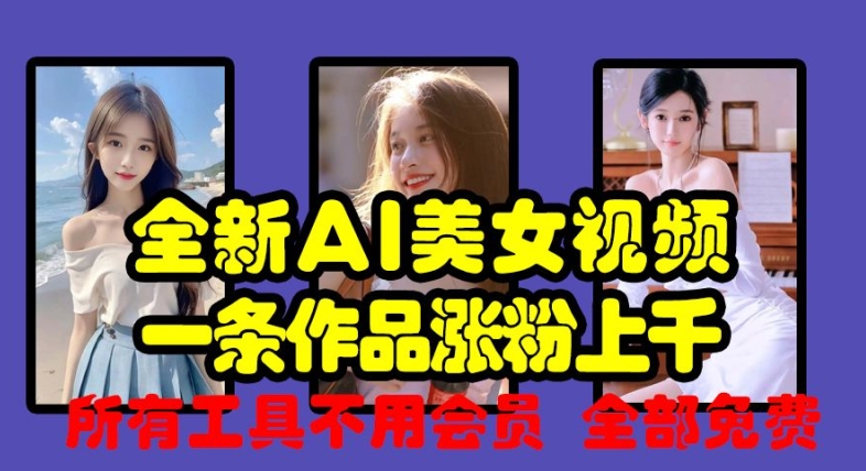 全新AI美女视频，一条作品涨粉上千，所有工具不用会员，全部免费-林文副业站