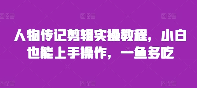 人物传记剪辑实操教程，小白也能上手操作，一鱼多吃-林文副业站