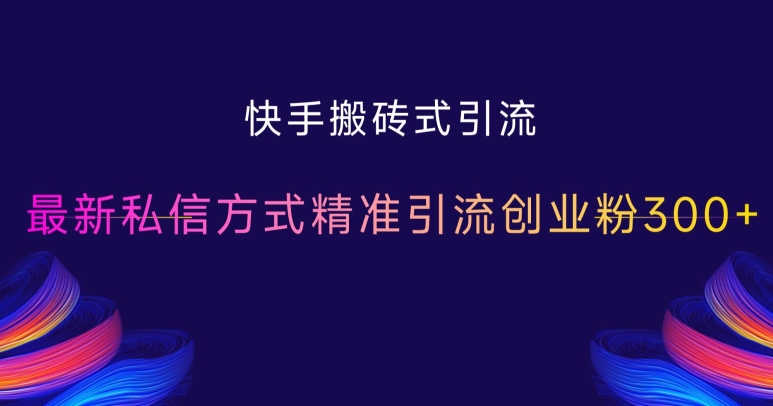 快手搬砖式引流，最新私信方式精准引流创业粉300+-林文副业站