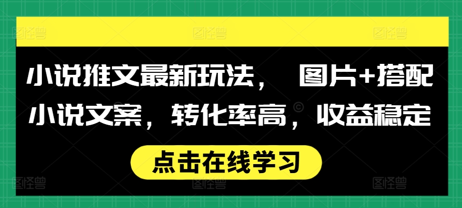 小说推文最新玩法， 图片+搭配小说文案，转化率高，收益稳定-林文副业站