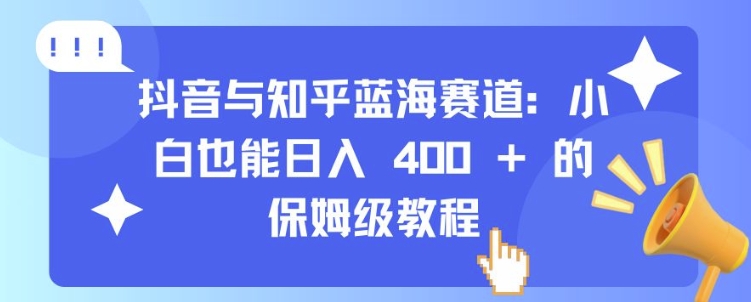 抖音与知乎蓝海赛道：小白也能日入 4张 的保姆级教程-林文副业站