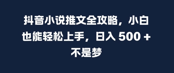 抖音小说推文全攻略，小白也能轻松上手，日入 5张+ 不是梦【揭秘】-林文副业站