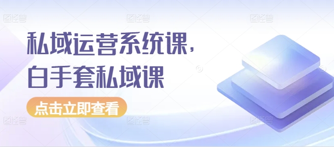 私域运营系统课，白手套私域课-林文副业站
