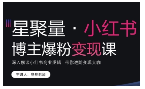 小红书博主爆粉变现课，深入解读小红书商业逻辑，带你进阶变现大咖-林文副业站