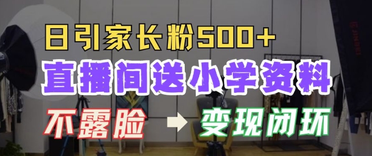 直播间送小学资料，每天引流家长粉500+，变现闭环模式【揭秘】-林文副业站