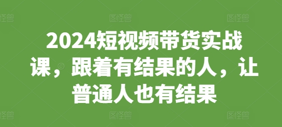 2024短视频带货实战课，跟着有结果的人，让普通人也有结果-林文副业站