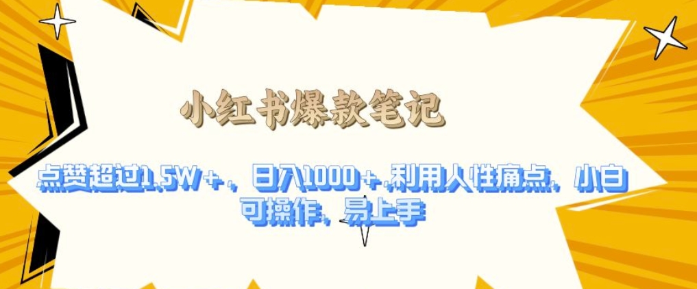 利用人性的痛点，打造爆款笔记，获得点赞超过1.5W+，日入1k【揭秘】-林文副业站