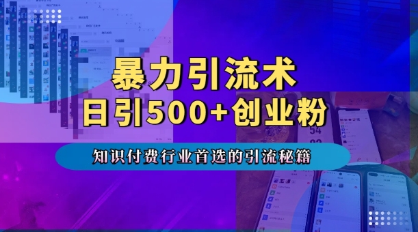 暴力引流术，专业知识付费行业首选的引流秘籍，一天暴流500+创业粉，五个手机流量接不完!-林文副业站