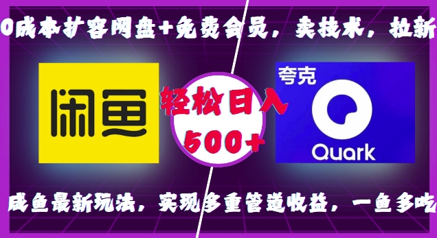 0成本扩容网盘+免费会员，卖技术，拉新，咸鱼最新玩法，实现多重管道收益，一鱼多吃，轻松日入500+-林文副业站