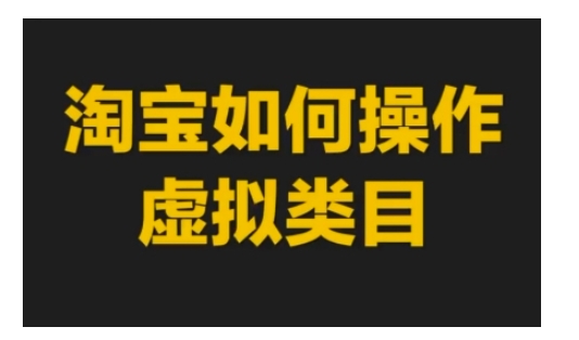 淘宝如何操作虚拟类目，淘宝虚拟类目玩法实操教程-林文副业站