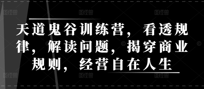 天道鬼谷训练营，看透规律，解读问题，揭穿商业规则，经营自在人生-林文副业站