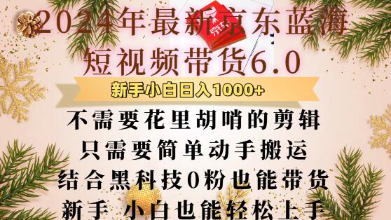 最新京东蓝海短视频带货6.0.不需要花里胡哨的剪辑只需要简单动手搬运结合黑科技0粉也能带货【揭秘】-林文副业站