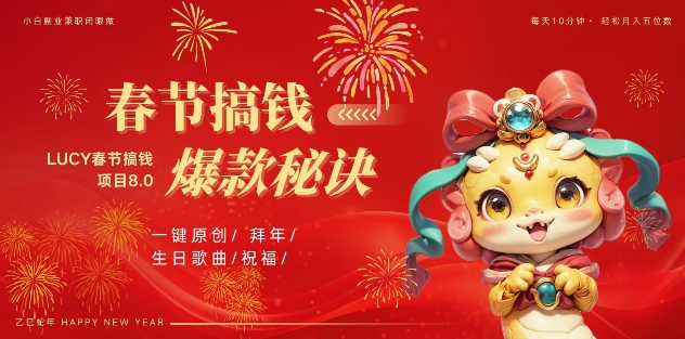 AI春节搞钱8.0升级版，蝴蝶号超火爆生日定制视频，AI一键生成原创音乐，月赚米1W+-林文副业站