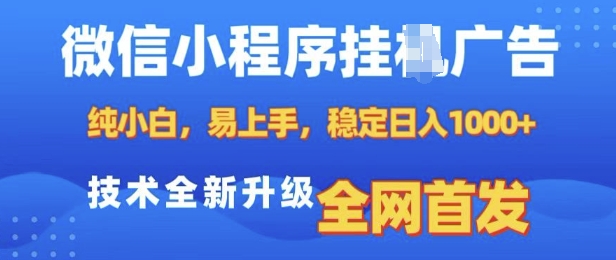 微信小程序全自动挂JI广告，纯小白易上手，稳定日入多张，技术全新升级，全网首发【揭秘】-林文副业站