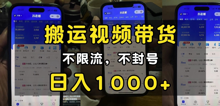 “小白必看”搬运视频带货玩法，不限流，不封号，纯自然流，日入1k-林文副业站