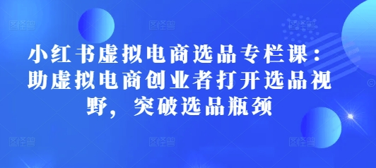 小红书虚拟电商选品专栏课：助虚拟电商创业者打开选品视野，突破选品瓶颈-林文副业站