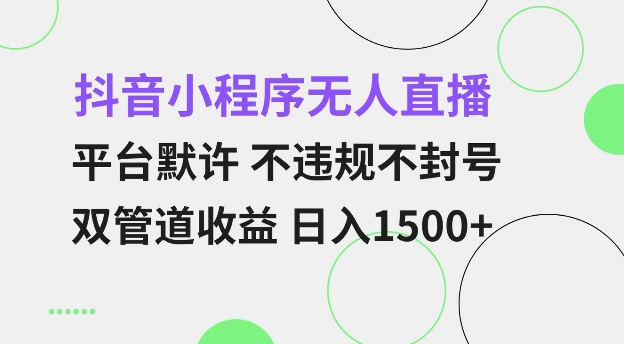 抖音小程序无人直播 平台默许 不违规不封号 双管道收益 日入多张 小白也能轻松操作【仅揭秘】-林文副业站