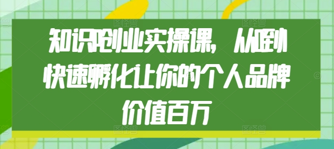 知识IP创业实操课，从0到1快速孵化让你的个人品牌价值百万-林文副业站